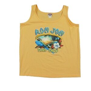 Vintage Ron Jon Surf Shop Tank Top Large Yellow‎ Parrot Beach USA Margarita